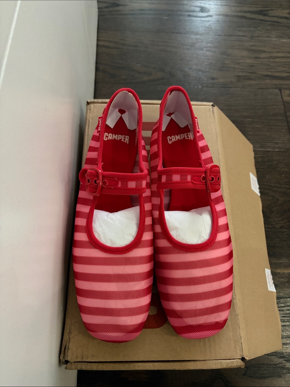 Camper Red Striped Mary Jane Flats - Picture 2 of 3